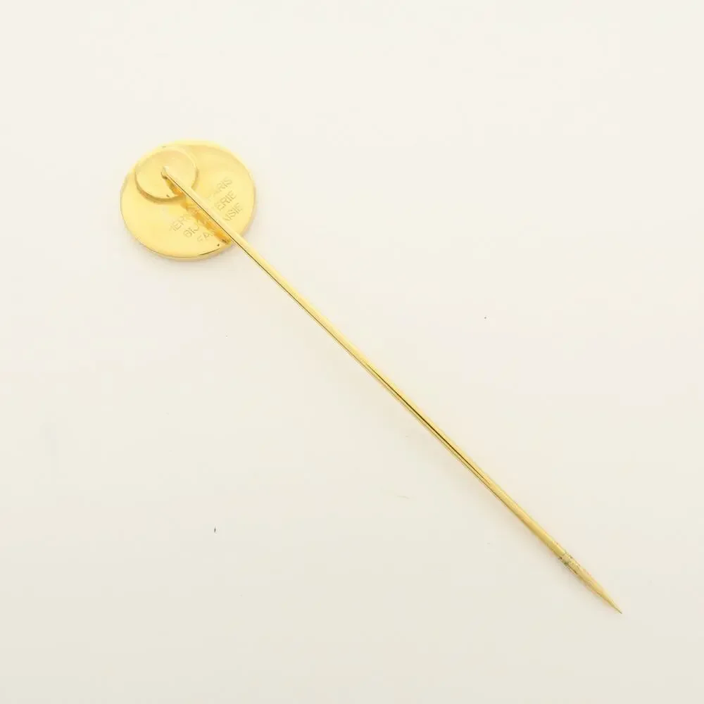 7072 - Hermes Set Of 2 Sellier Metal Pin Brooch Gold
